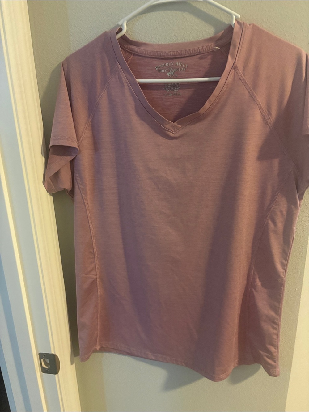Beverly Hills Polo Club Dusty Rose V-Neck Short Sleeve Tee